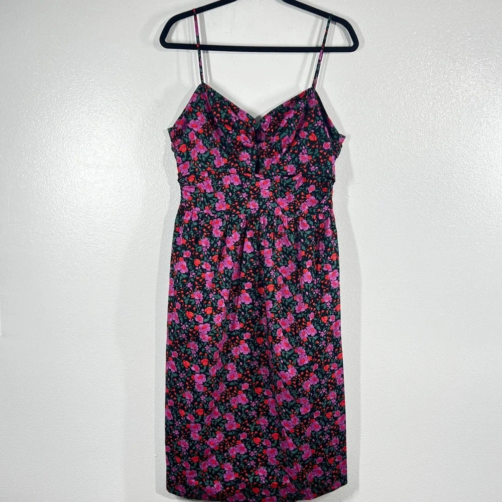 Socialite Pink & Red Floral Keyhole & Slit Cutout Midi Sundress MP Whimsigoth - Picture 3 of 10